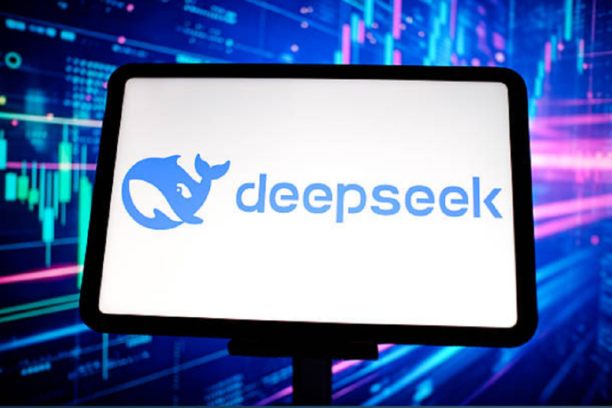 Logotipo de la empresa de inteligencia artificial DeepSeek.
